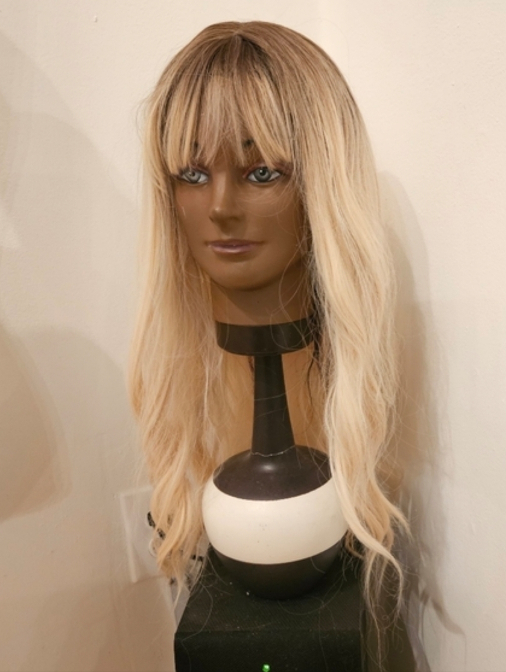 Blonde Ombre Long Wavy Wig with Bangs - Neutral Brand